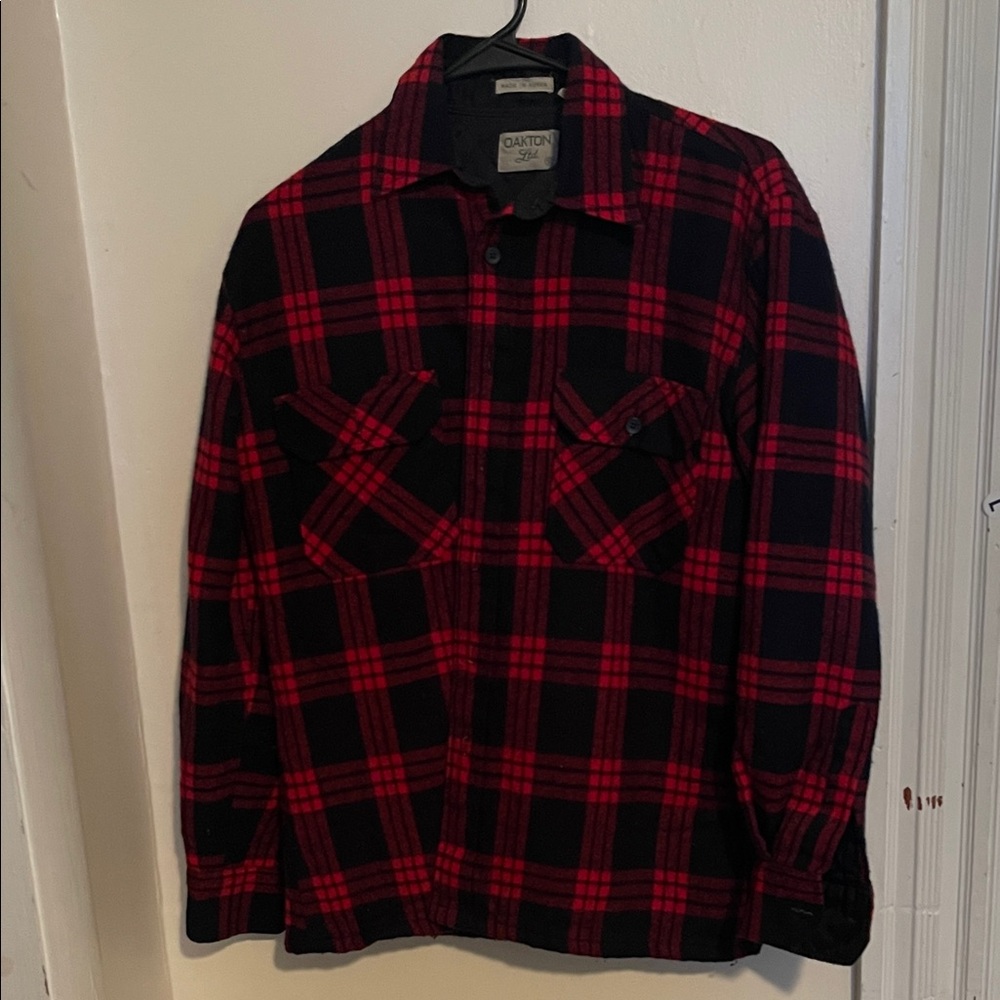 Oakton Red & Black Plaid Lightweight Shirt Jacket